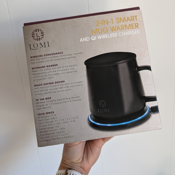 NIB LOMI 2-in-1 Smart Mug Warmer & QI Wireless Charging Pad Black - Picture 4 of 7